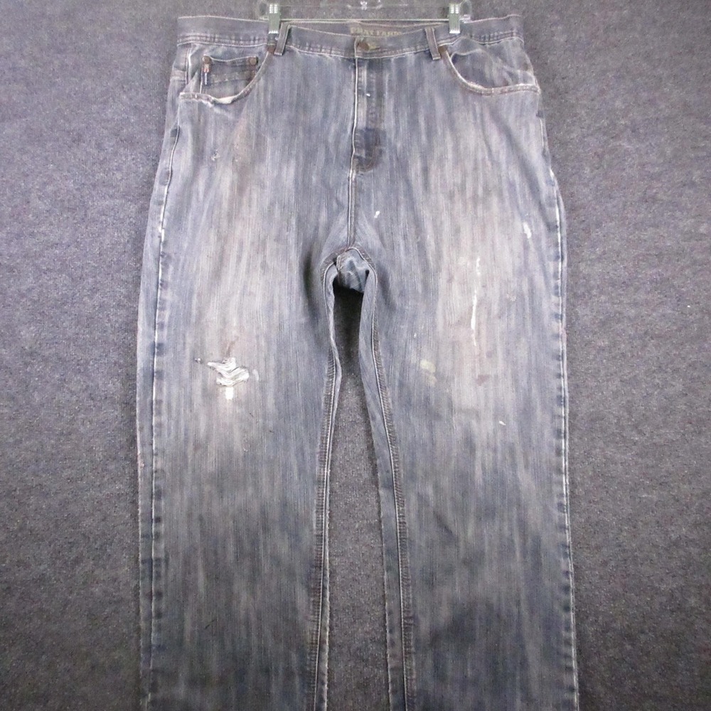 Phat Farm Jeans Mens 44x31 Blue Classic Fit Straight Distressed Denim Hip Hop
